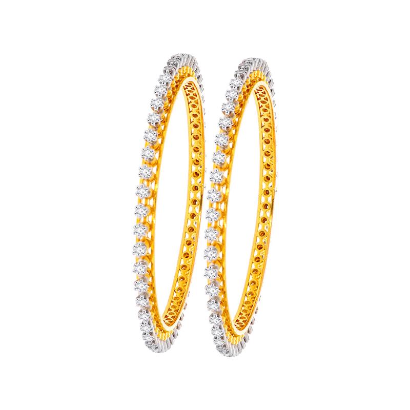 Designer Eternity Diamond Gold Bangles (Set of Two)