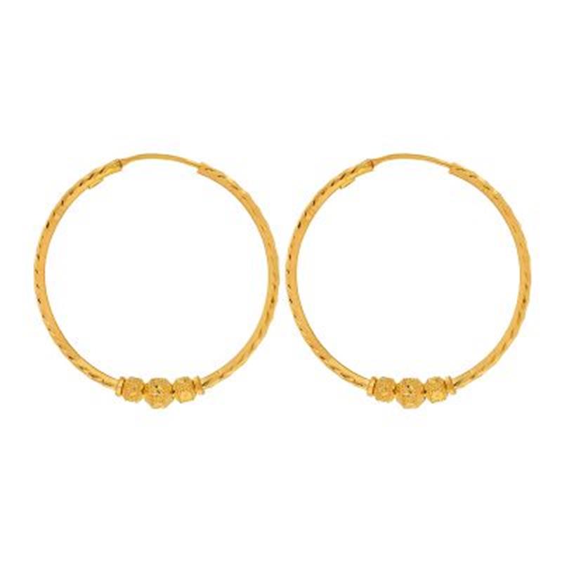 Medium Beaded Gold Hoops