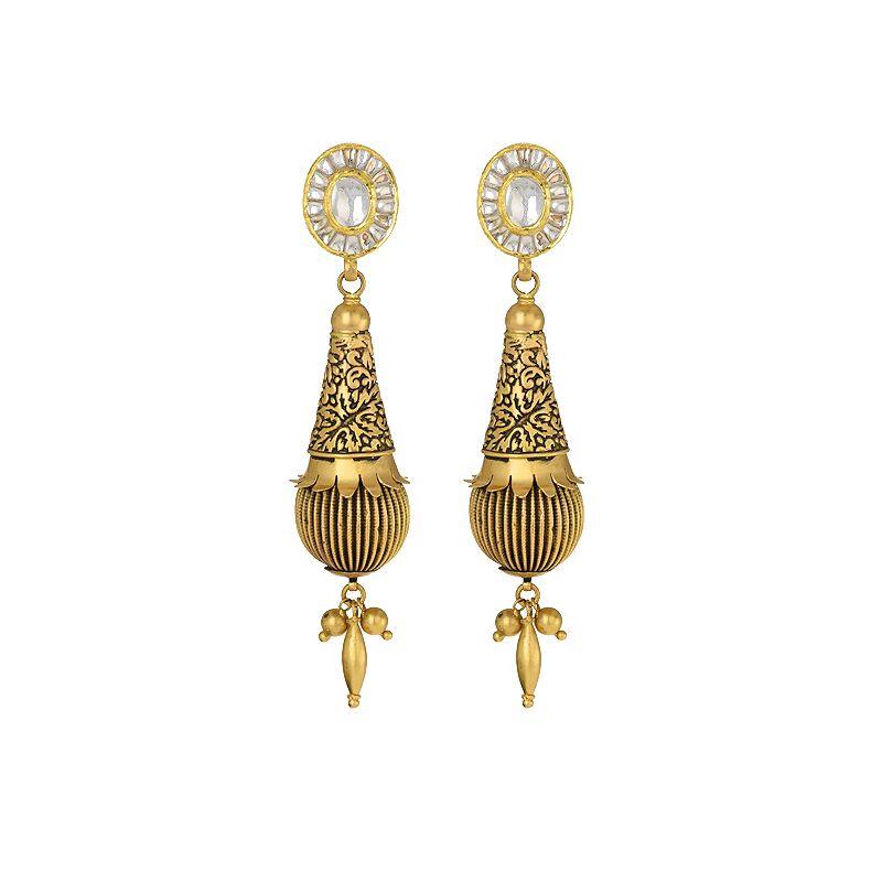 Long Antique Kundan Earrings