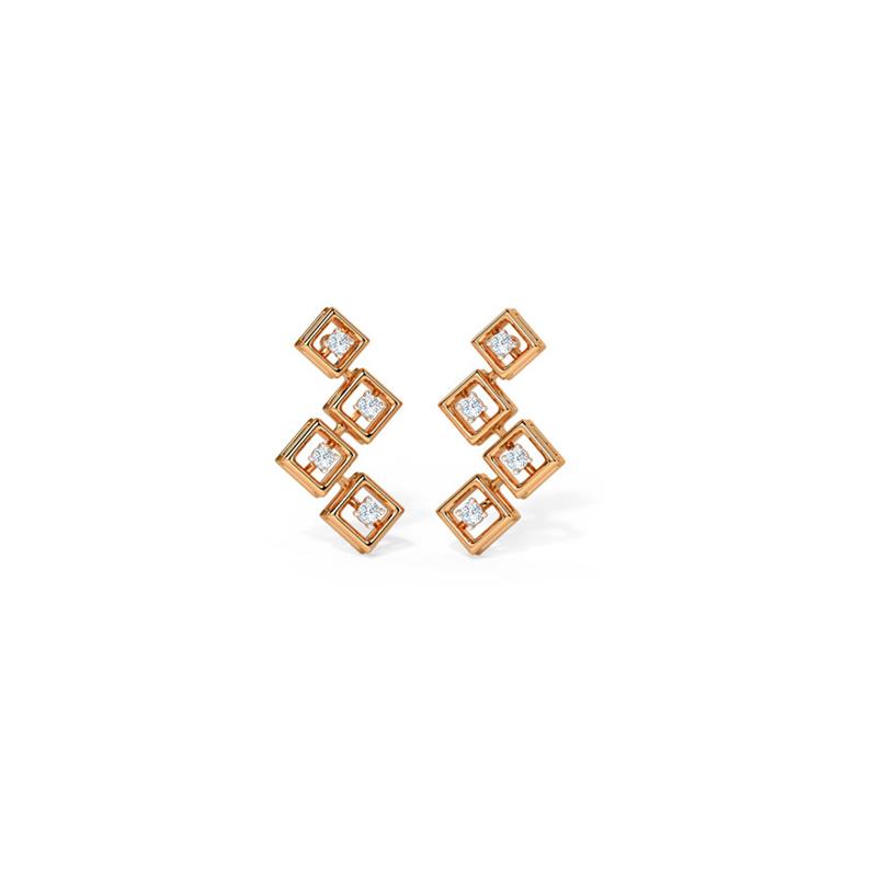 Geometric Gleam Diamond Stud Earrings