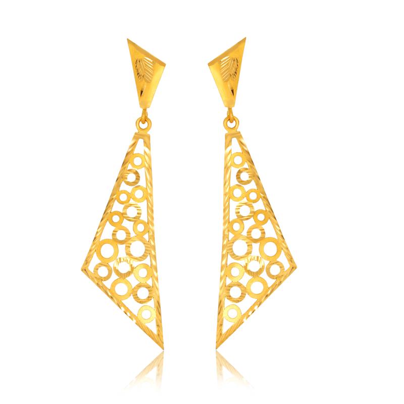 Triangular Filigree Gold Earrings