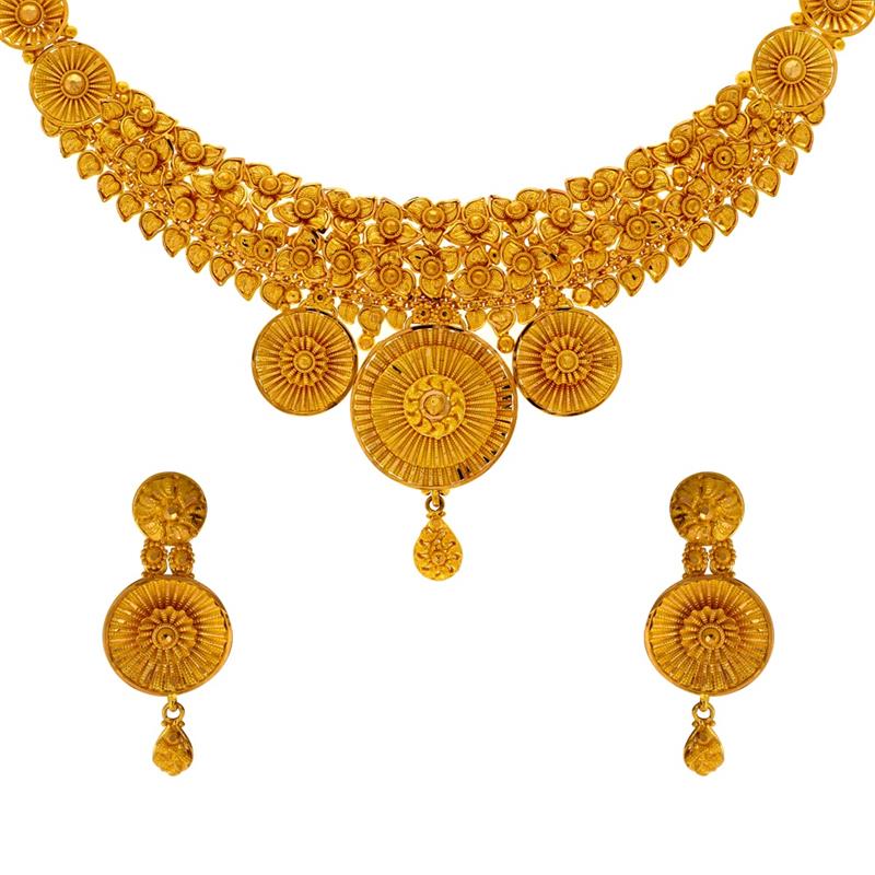 Blossom Traditional Floral Gold Necklace Set