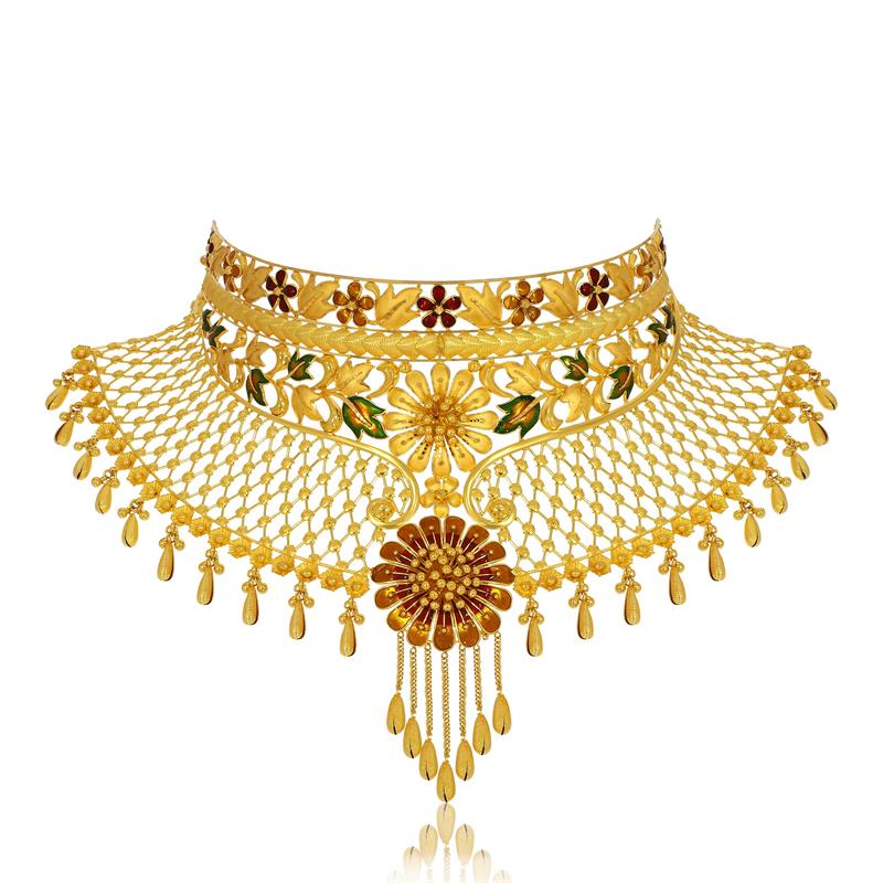 Beauty of Meena Gold Choker Necklace