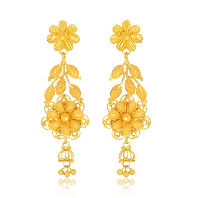 Floral Bouquet Gold Earrings